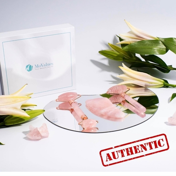 MOVALUES Rose quarts facial rollers - Picture 1 of 6